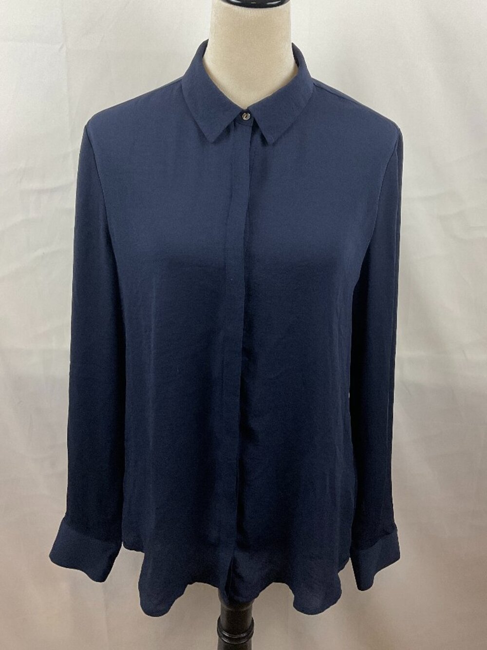 Scotch & Soda Jolie Vagabonde Blouse L Navy Blue Button Front Long Sleeve